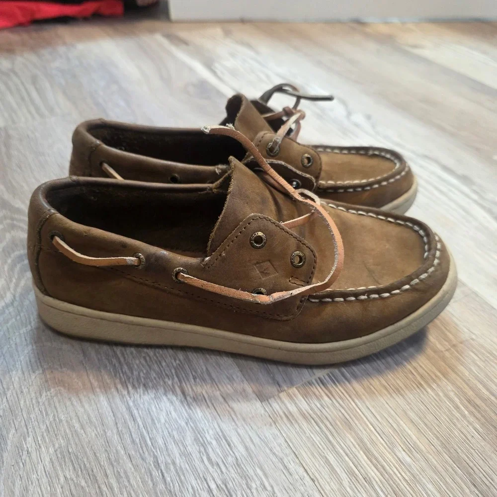 Sperry Cup II Boat Boys Brown Leather Shoes STK261419 Size 1.5M
